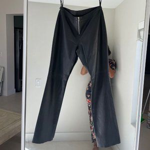 Hugo Buscati Y2K Zip Front Black Leather Pants